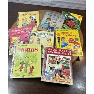 Vintage Little Golden Book Hardcover Mix Lot Of 8 Children's Assorted Titles